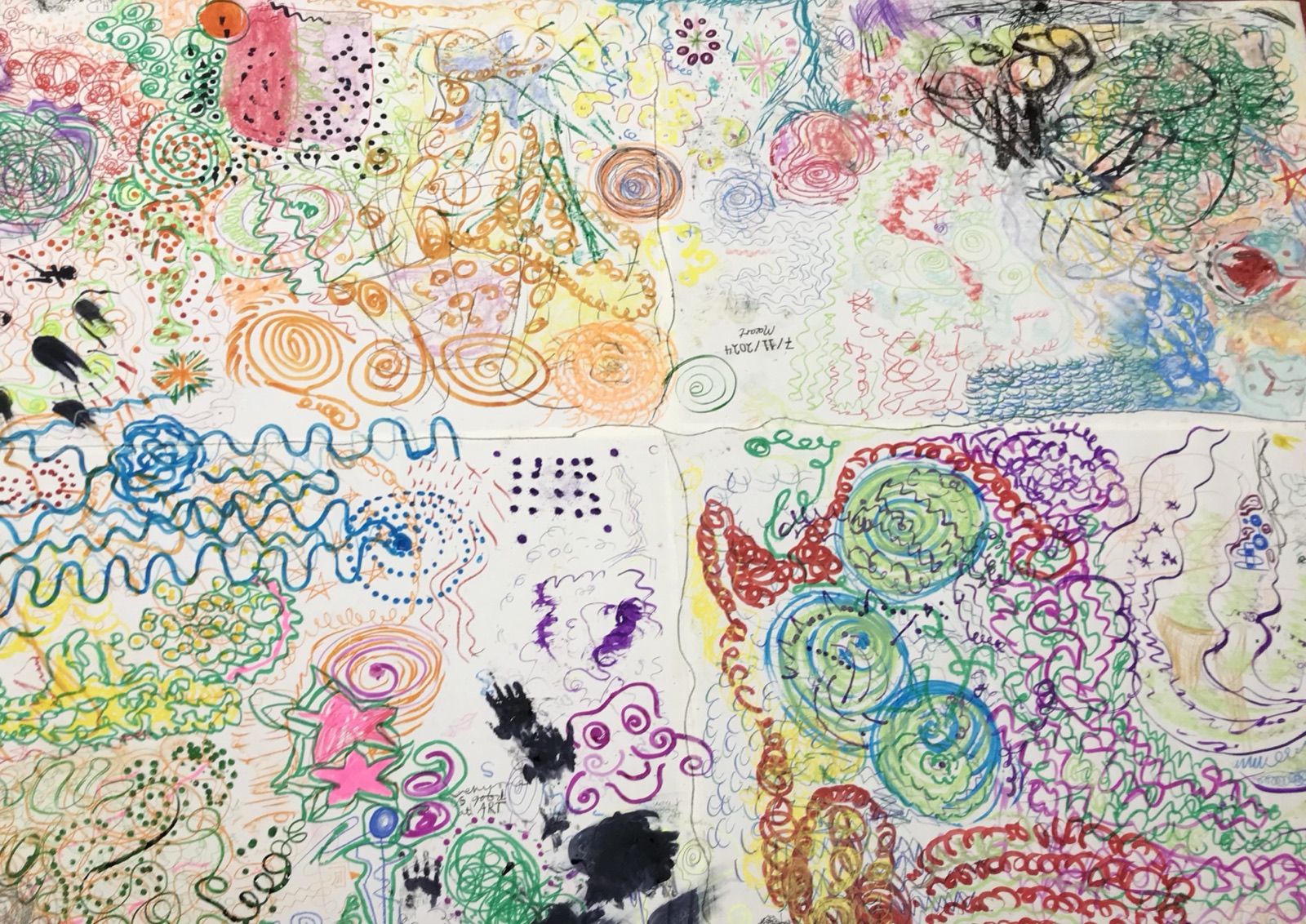 Big Spiral Draw, with Peter MacLaren drawing in response to Mozart's variation on 'Ah, vous dirai-je maman', Plockton Piano Club