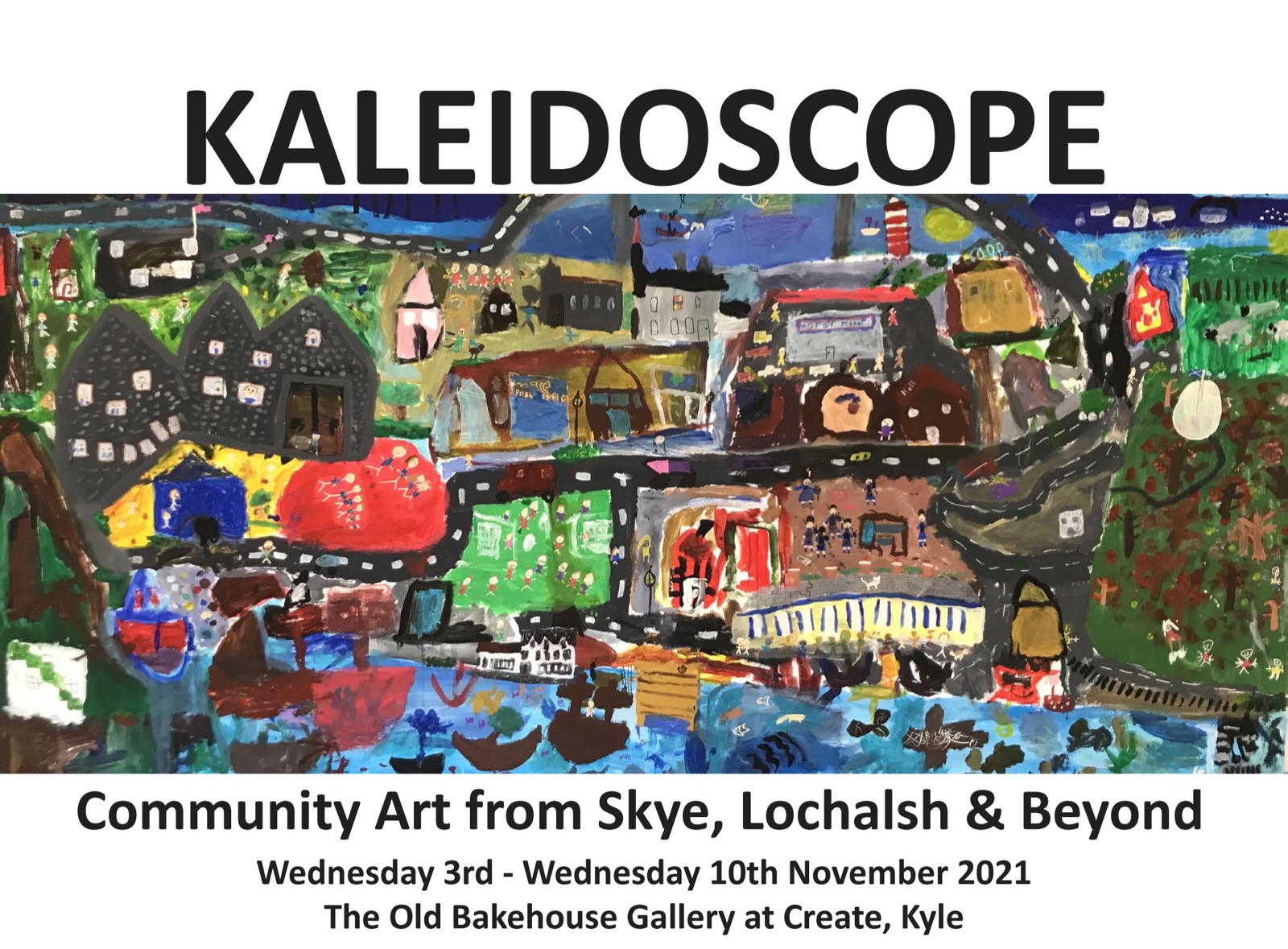 Kaleidoscope Art Exhibition poster, featuring 'Our Kyle' by Kyle Primary School