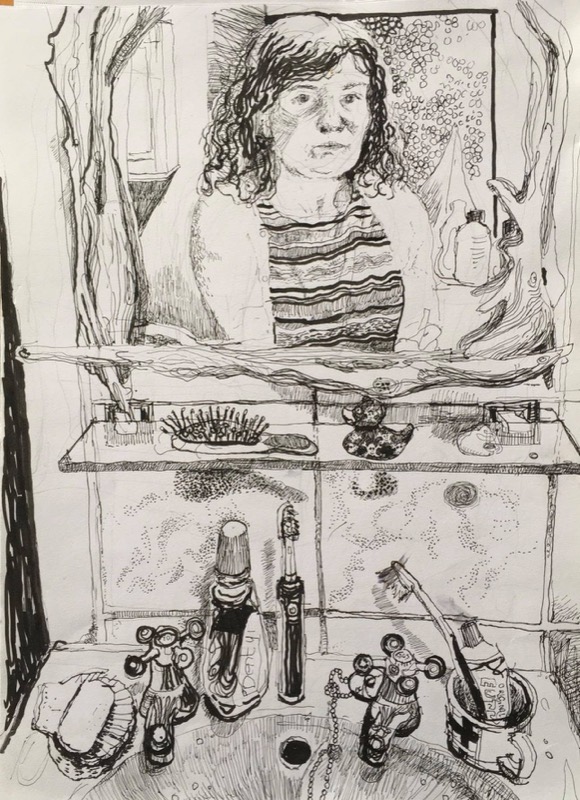 Self-Portrait in Bathroom Mirror