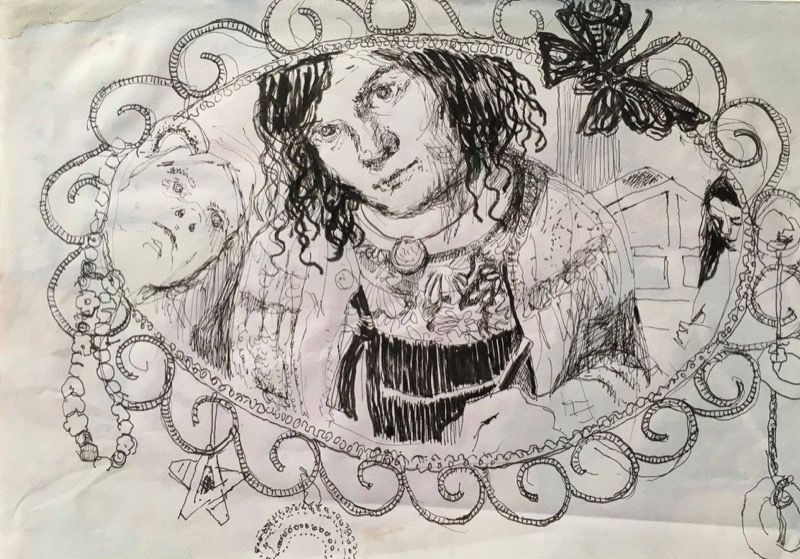 Self-Portrait in Round Mirror